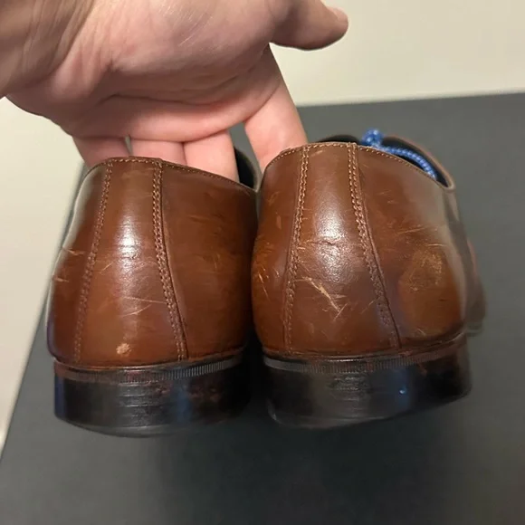 Salvatore Ferragamo Brown Leather Cap Toe Oxford Dress Shoes Mens 9 2E